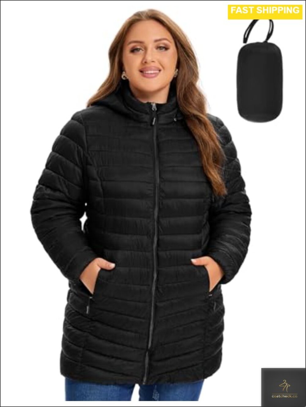 Plus Size Lightweight Packable Puffer Jacket Quilted